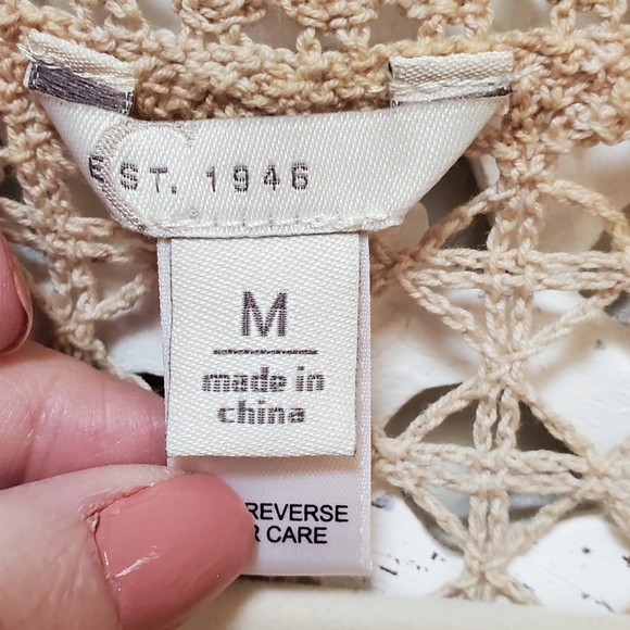 Tea Dyed Battenberg Lace And Floral Lace Boho Vest Size Medium - Picture 5 of 10